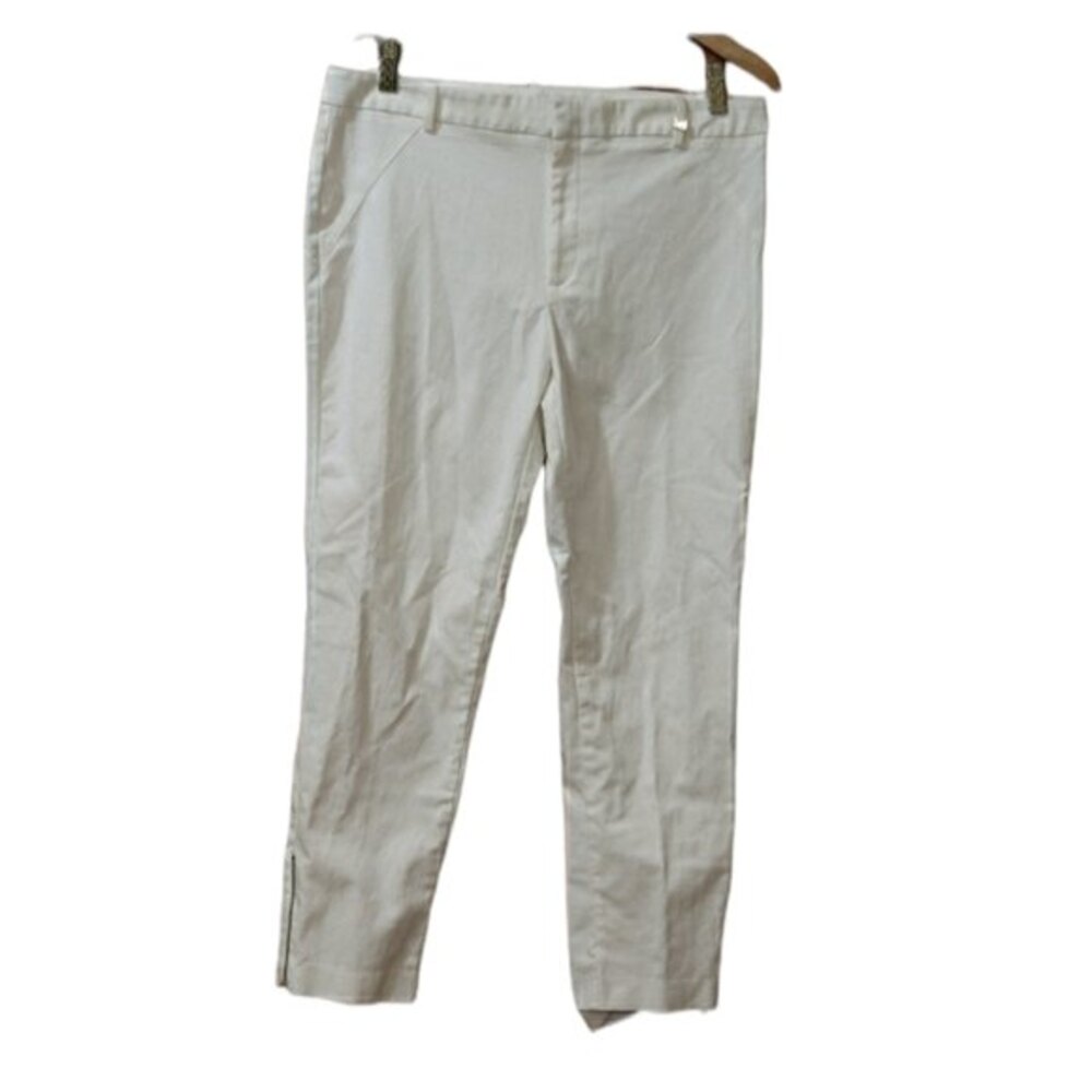 Calvin Klein White Ankle Gold Zipper Detail Pants 12